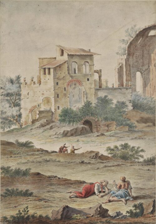 Italian Landscape with Tower and Ruins - Italian School