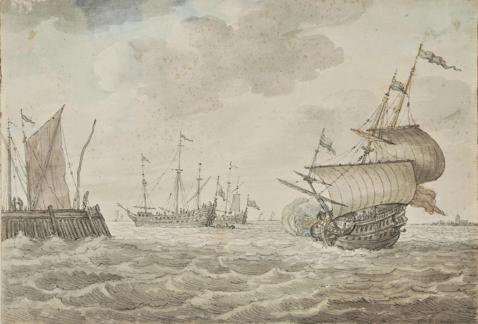 Warships in Sea Battle - Dutch School