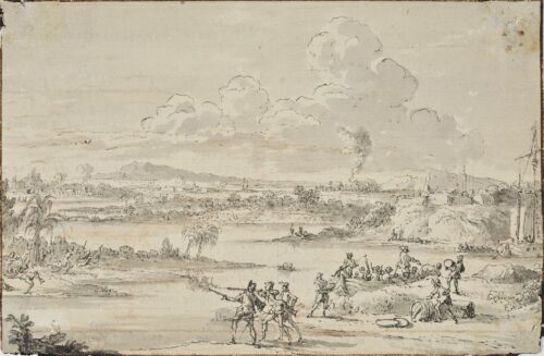 Landscape with Battle Scene between Indigenous - Mom(m)ers Hendrik