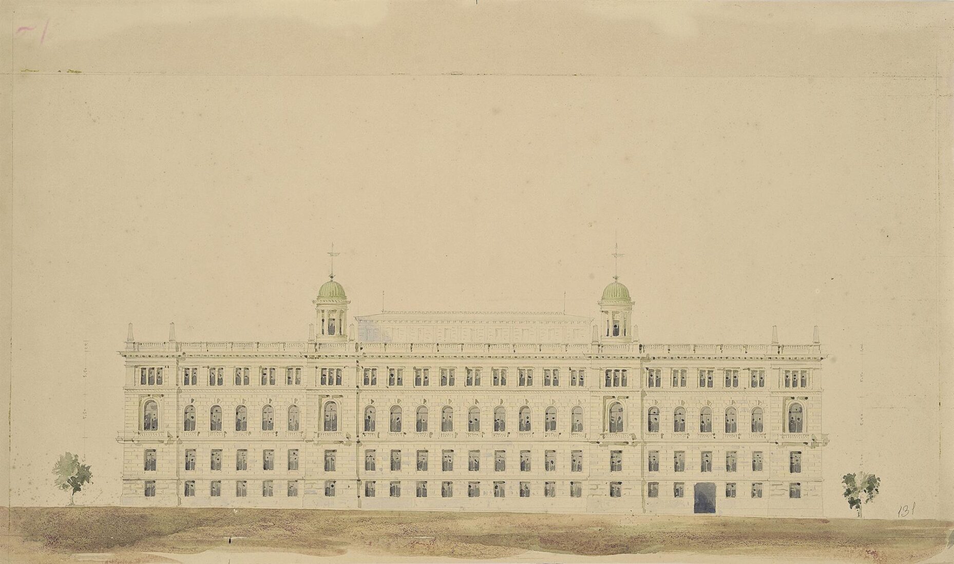 Ministry of Finance. Side View, Probably Overlooking Stadiou Street (Not Executed) - Ziller Ernst