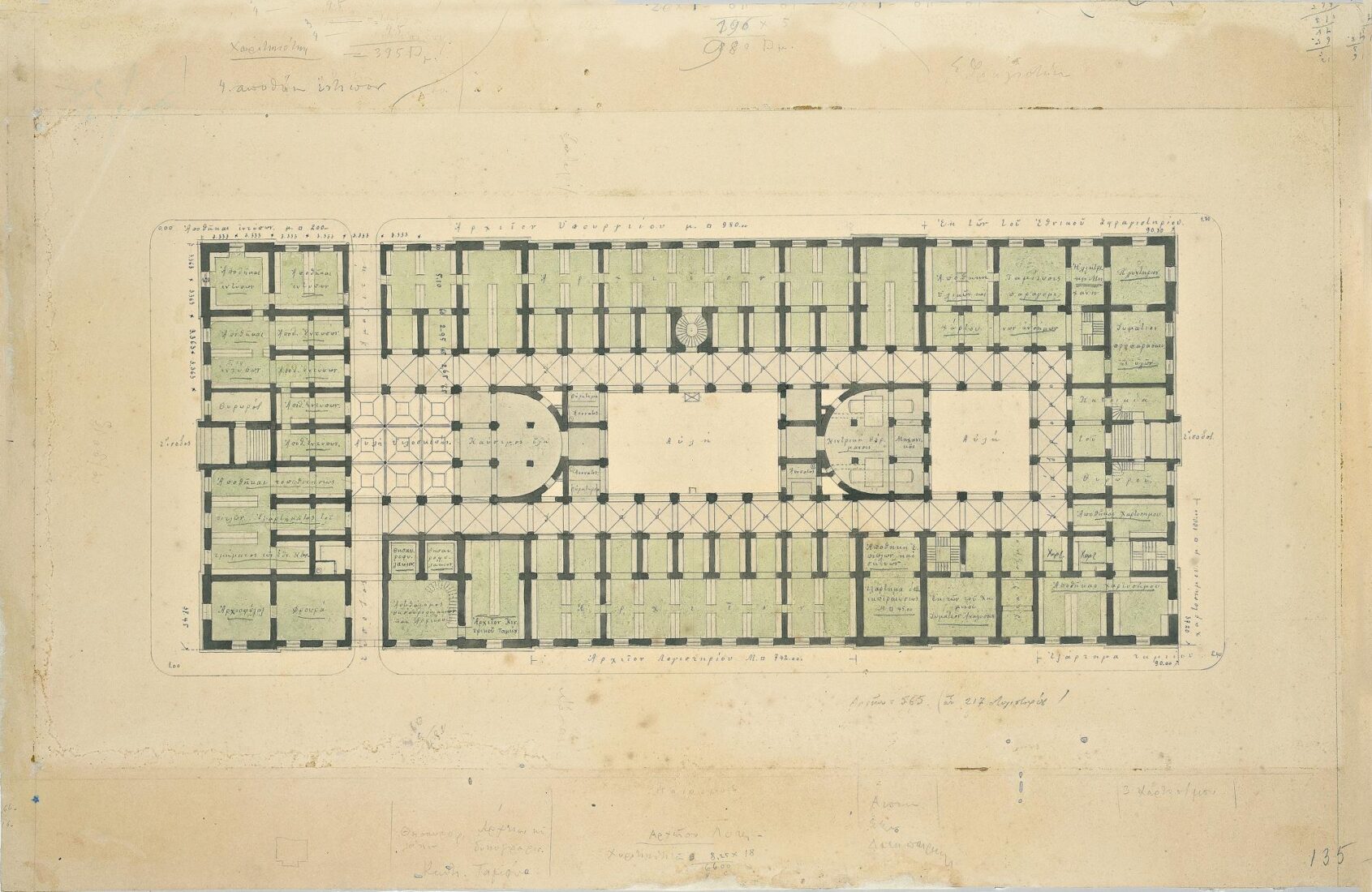 Project for the Ministry of Finance. Plan of the Mezzanine (Not Implemented) - Ziller Ernst