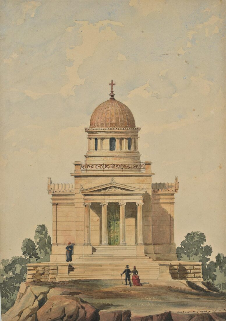 Project for the Landscaping of Lycabettus Hill. The Chapel of Saint George. Western Facade (Not Implemented) - Ziller Ernst