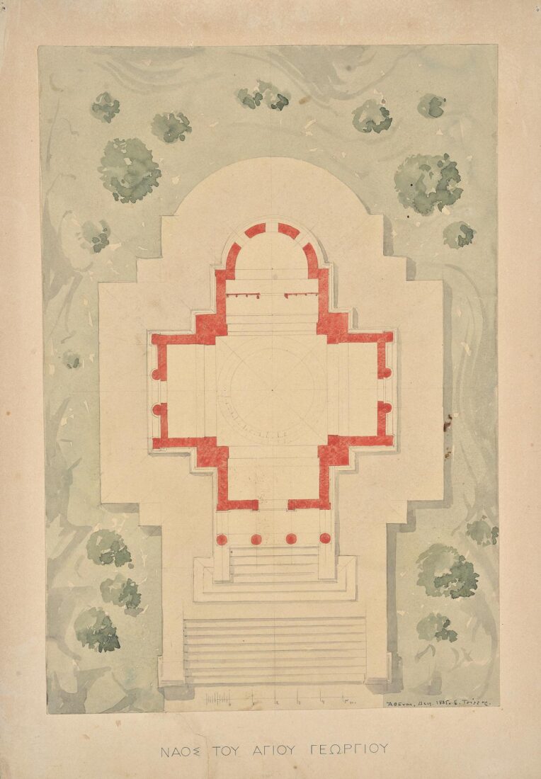 Project for the Landscaping of Lycabettus Hill. The Chapel of St George. Plan (Not Implemented) - Ziller Ernst