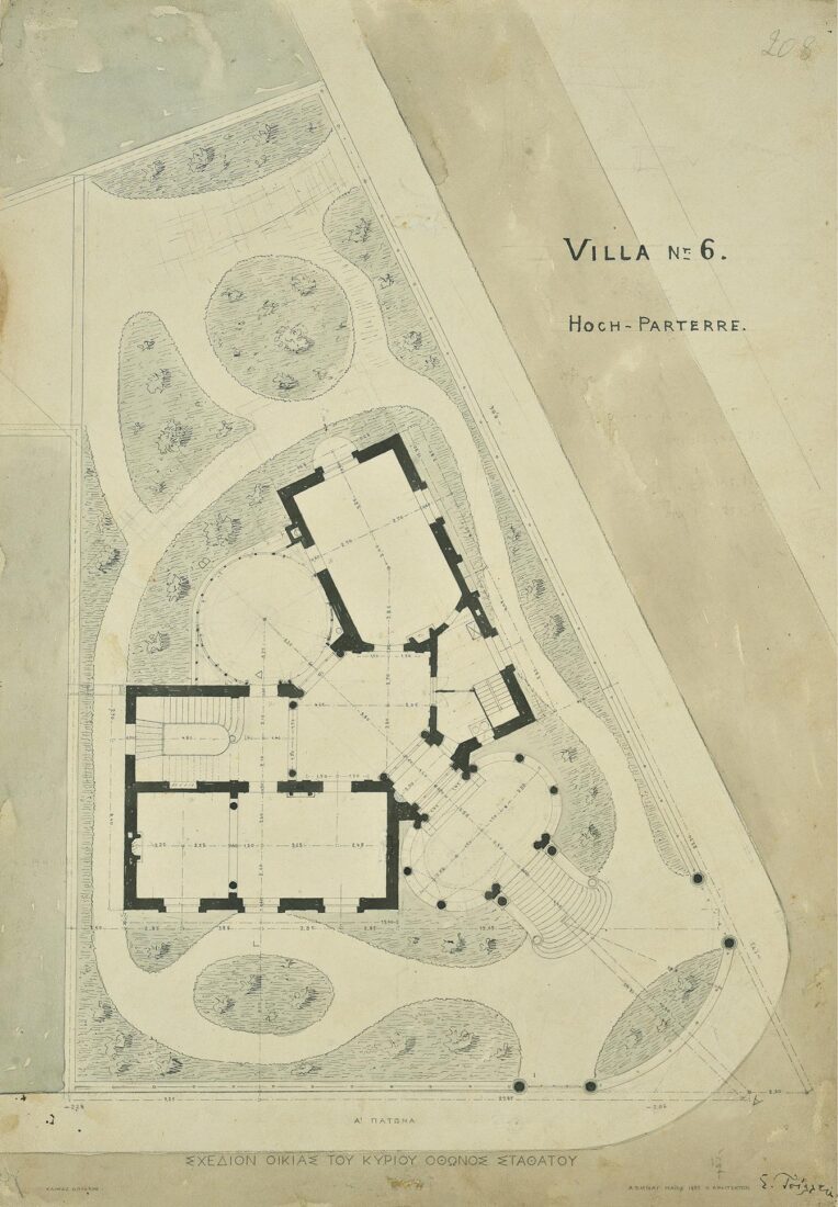Othon Stathatos Mansion, Plan of Raised Ground Floor and Garden - Ziller Ernst