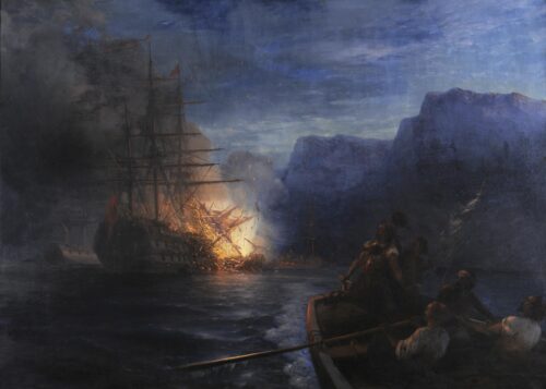 The Burning of the Turkish Flagship by Kanaris - Aivasowsky Ivan