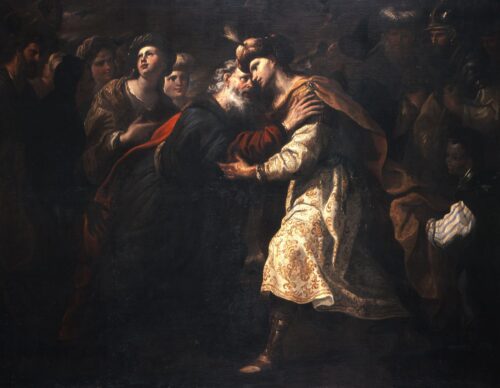 Joseph embracing his Father - Genoa School