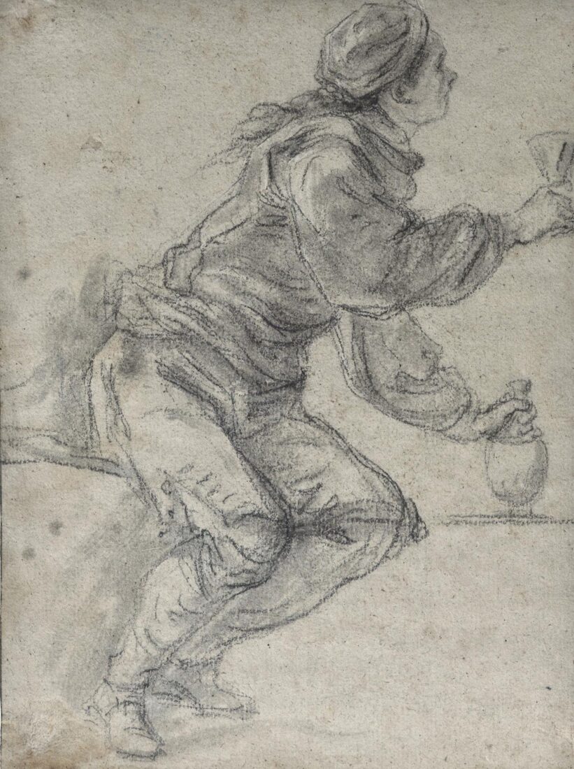 Youth with Flask and Glass - French School