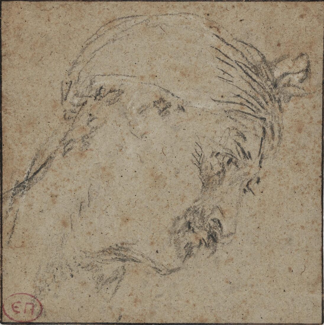 Study of Male Head in Turban - French School