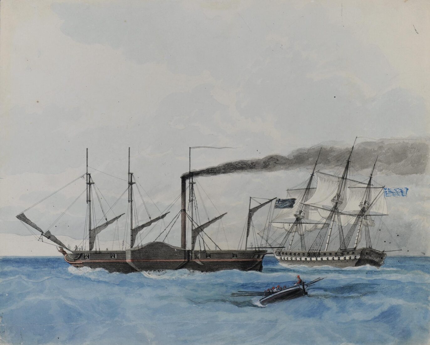 The Frigate “Hellas” and the Steamship “Karteria” - Krazeisen Karl