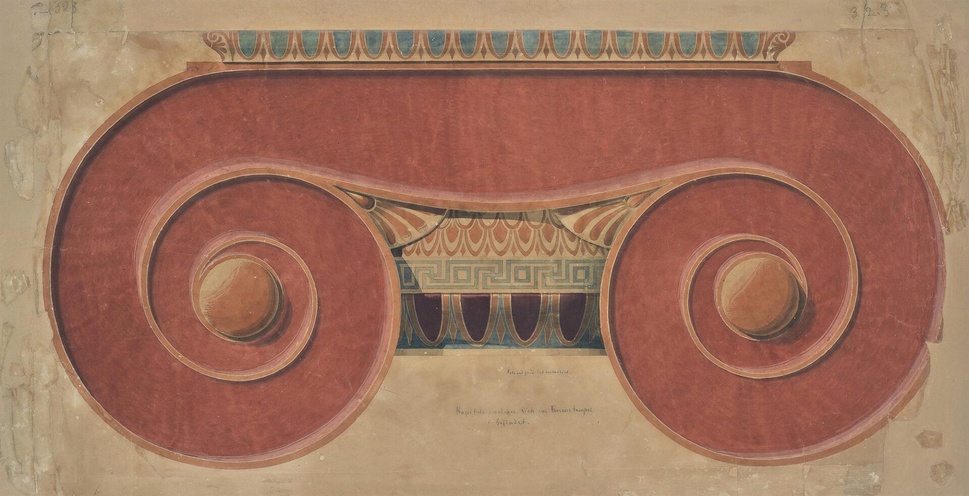 Ιωνικό κιονόκρανο από τον δεύτερο ναό της Σουνιάδος Αθηνάς - Ziller Ernst