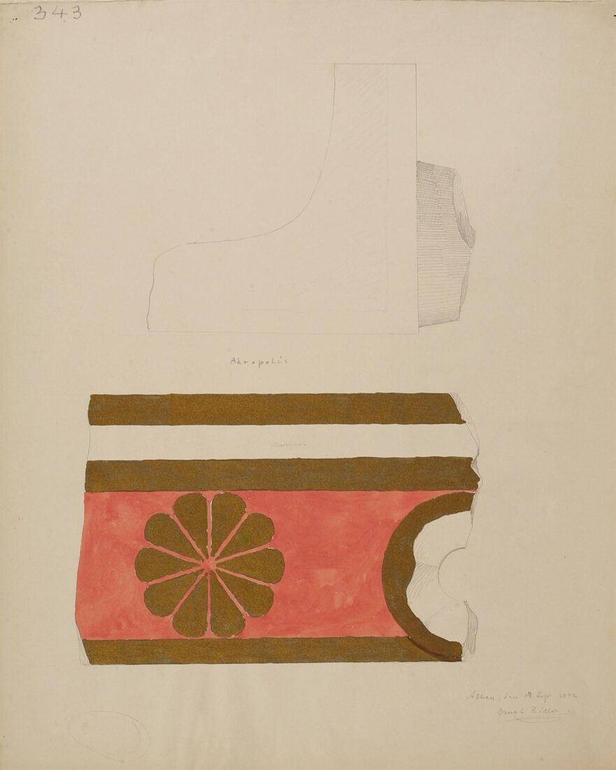 Polychromy and Section of the Sima on the Archaic Parthenon - Ziller Ernst