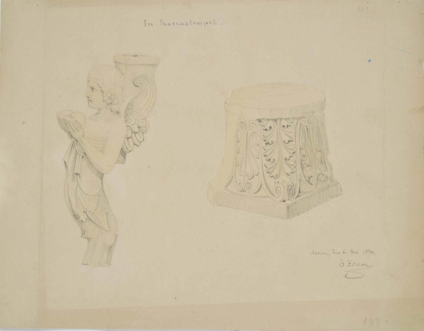 Theseion. Support for a Table, Reversed Corinthian Capital - Ziller Ernst