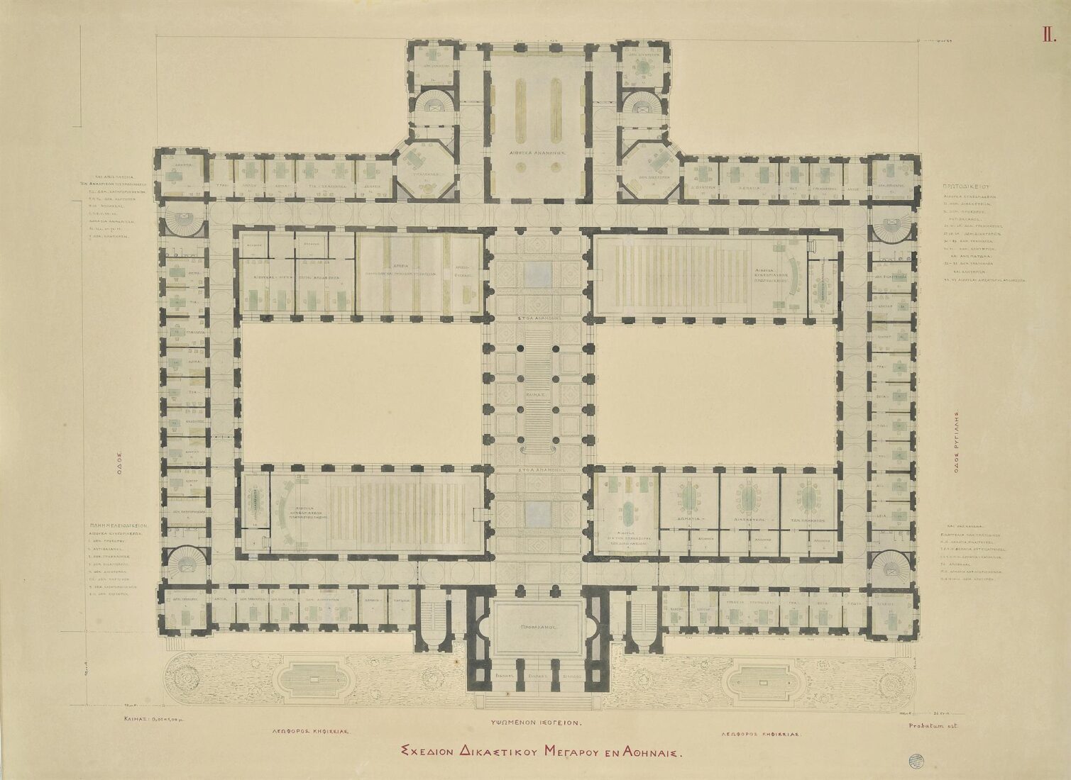 Palace of Justice, Athens, Plan of Ground Floor (Not Implemented) - Ziller Ernst