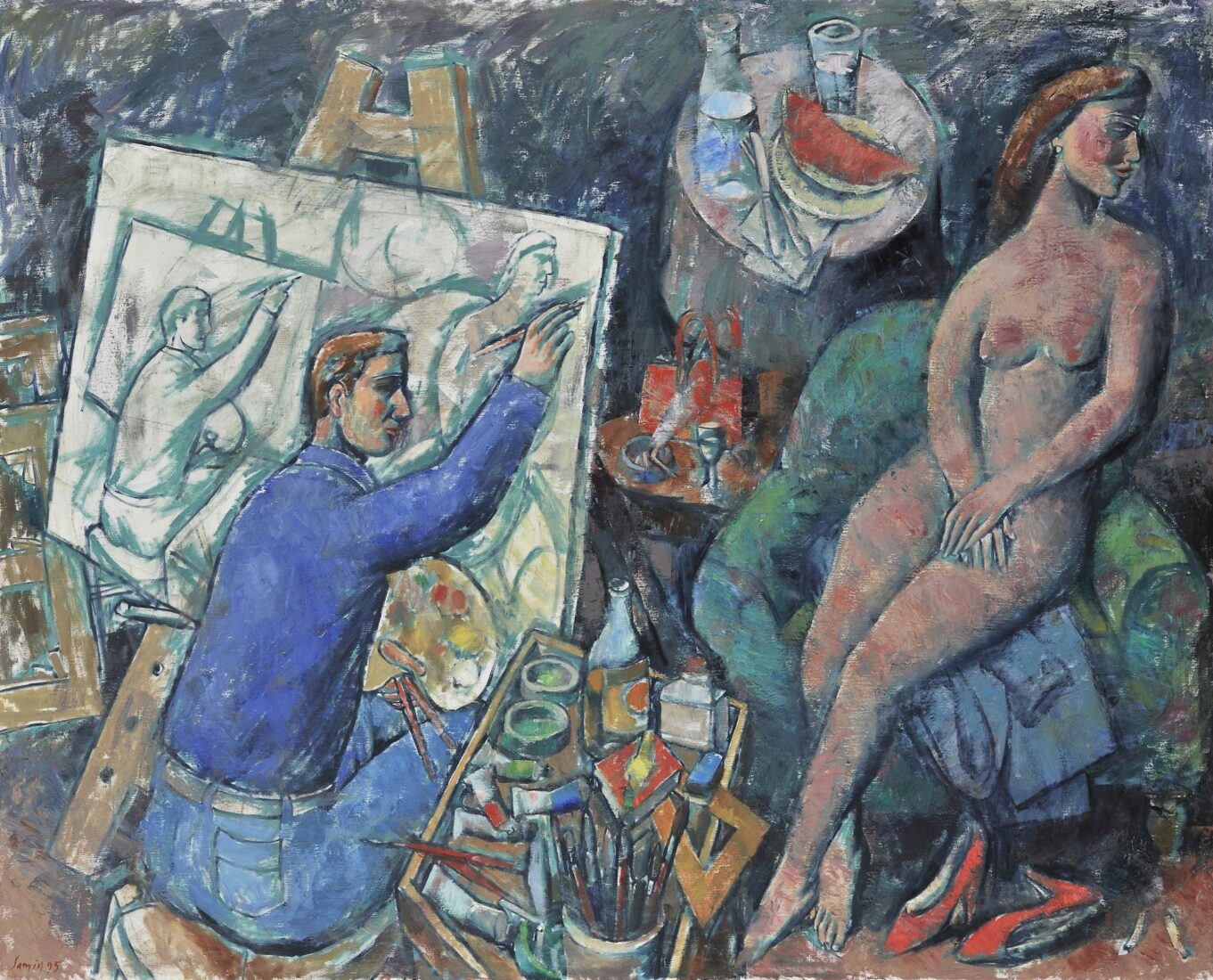The Painter and his Model - Samios Pavlos