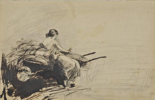 Woman sitting on a Wheelbarrow with Fagots - Artemis Konstantinos