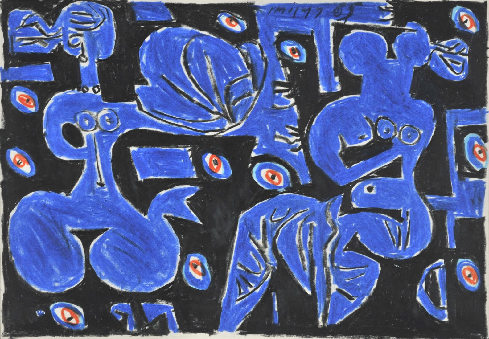 Ζωγραφική σύνθεση-σχόλιο για τη συλλογή Ποιήματα του Γιώργου Σεφέρη (εκδόσεις Ίκαρος, 1965) - Μόραλης Γιάννης