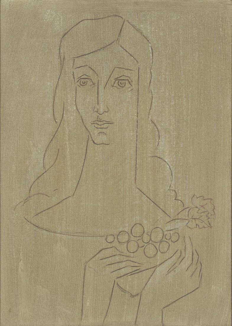 Study of a woman holding grapes - Zepos Emmanouil