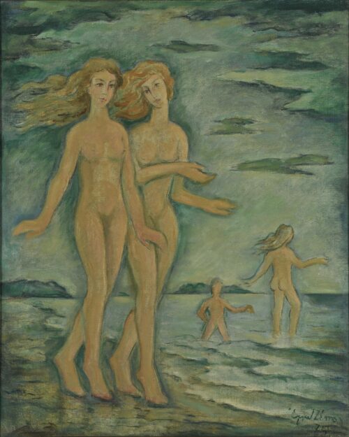 Study with Four Naked Figures by the Sea - Zepos Emmanouil