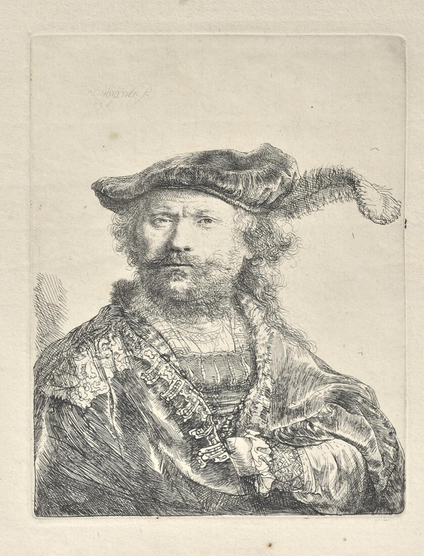 Rembrandt Harmensz. van Rijn (Ρέμπραντ Χάρμενσζ φαν Ρέιν, 1606-1669) Αυτοπροσωπογραφία με βελούδινο μπερέ με φτερό 1638