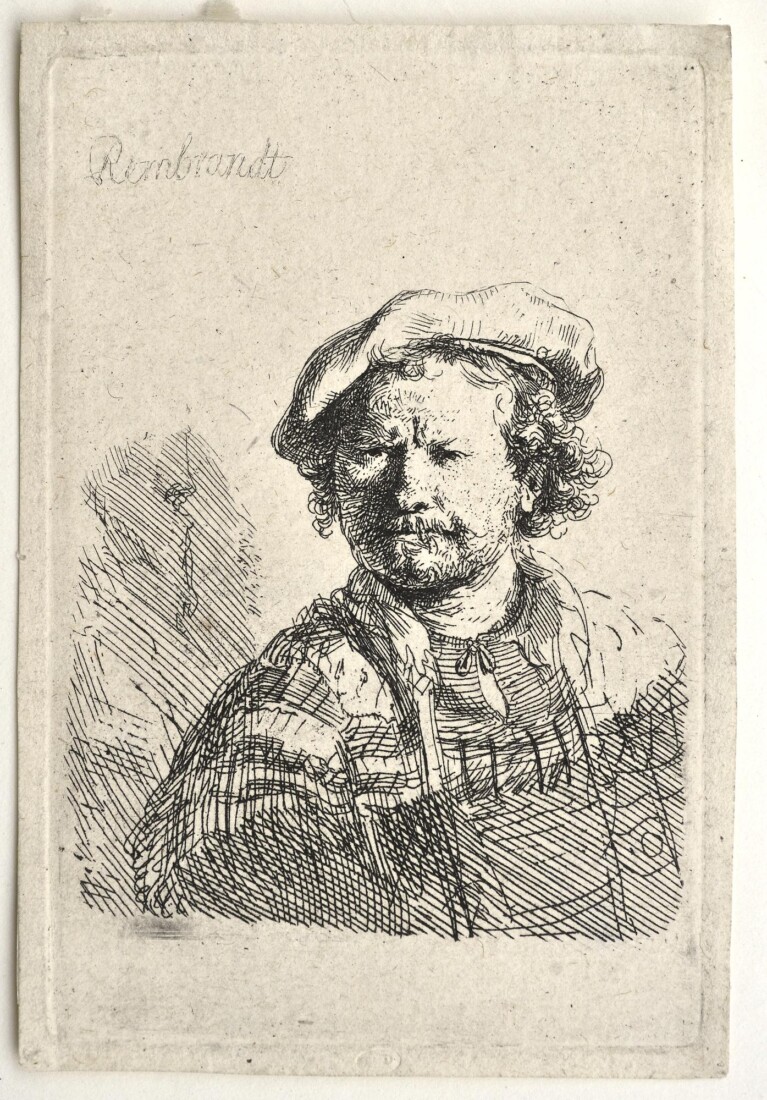 Rembrandt Harmensz. van Rijn (Ρέμπραντ Χάρμενσζ φαν Ρέιν, 1606-1669) Αυτοπροσωπογραφία με μπερέ και κεντημένο ένδυμα 1642