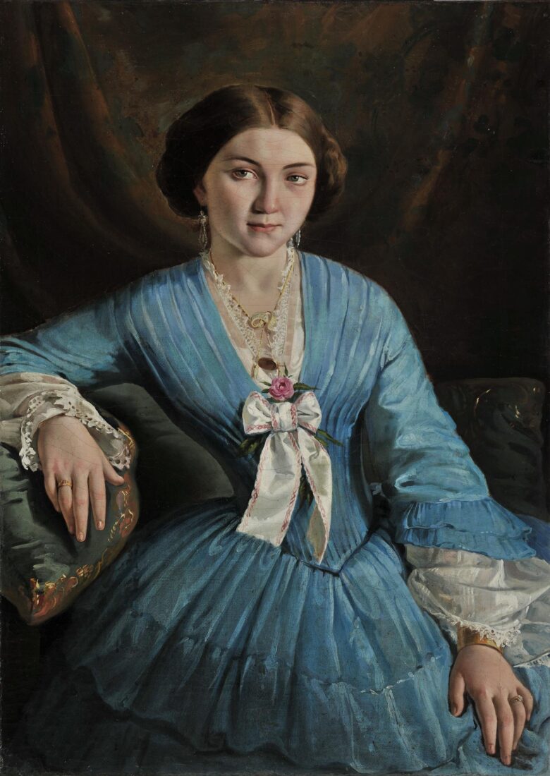 Portrait of a Young Woman in a Light Blue Dress - Kounelakis Nikolaos
