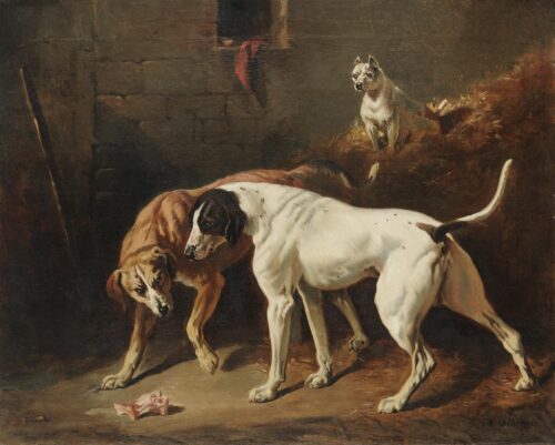 Σκυλιά που διεκδικούνε ένα κόκκαλο - Dedreux Alfred