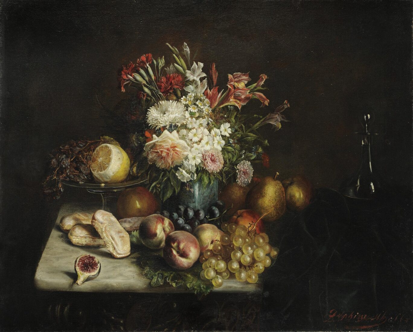 Still Life with Flowers and Fruits - French School