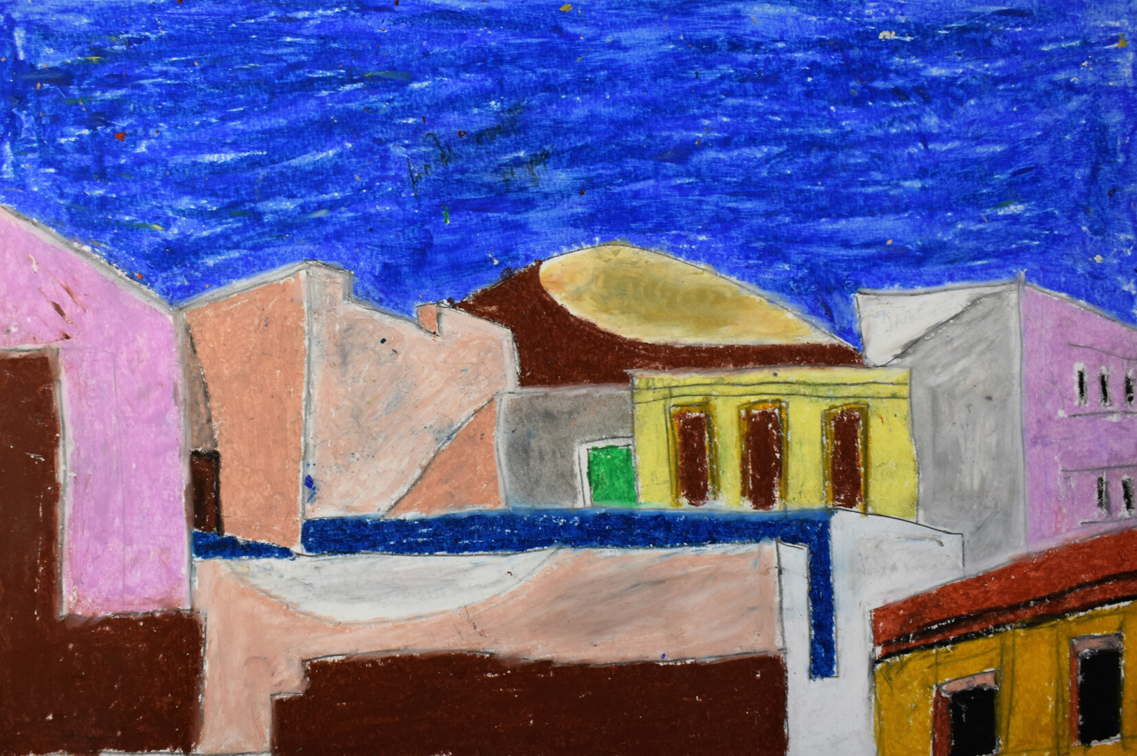 Έργο μέλους της ομάδας εμπνευσμένο από τον πίνακα του Ν. Χατζηκυριάκου-Γκίκα Σπίτια της Αθήνας
