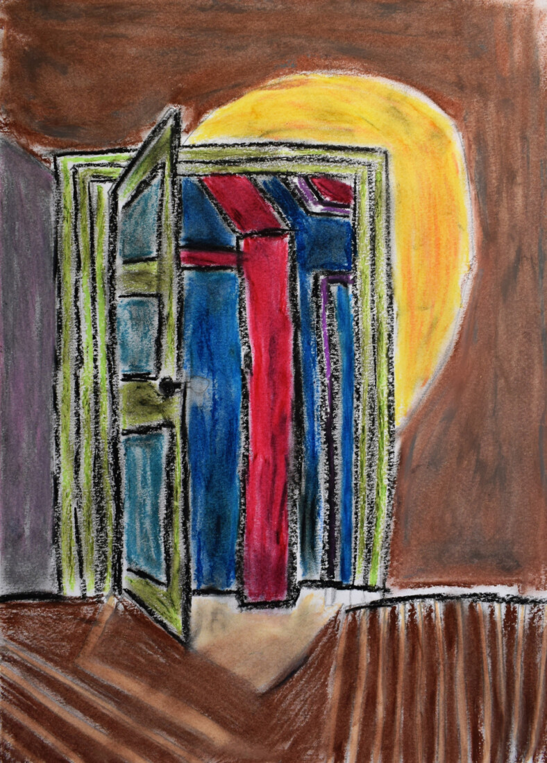 Έργο μέλους της ομάδας εμπνευσμένο από τον πίνακα του Ν. Χατζηκυριάκου-Γκίκα Η ανοιχτή πόρτα