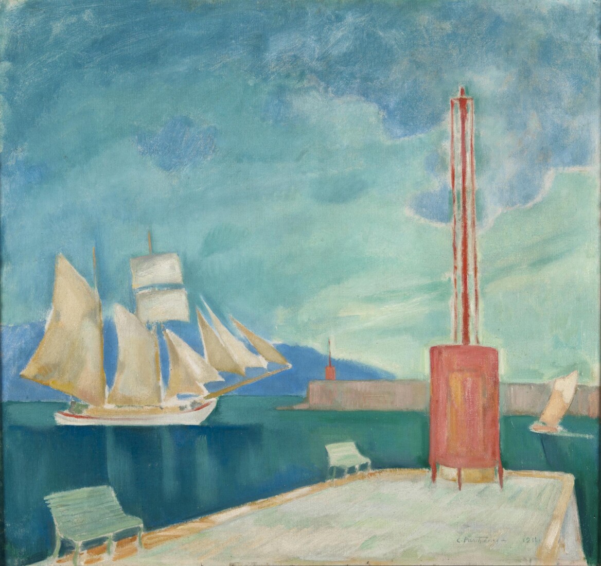 Κωνσταντίνος  Παρθένης (1878/1879 - 1967) Το λιμάνι της Καλαμάτας, 1911