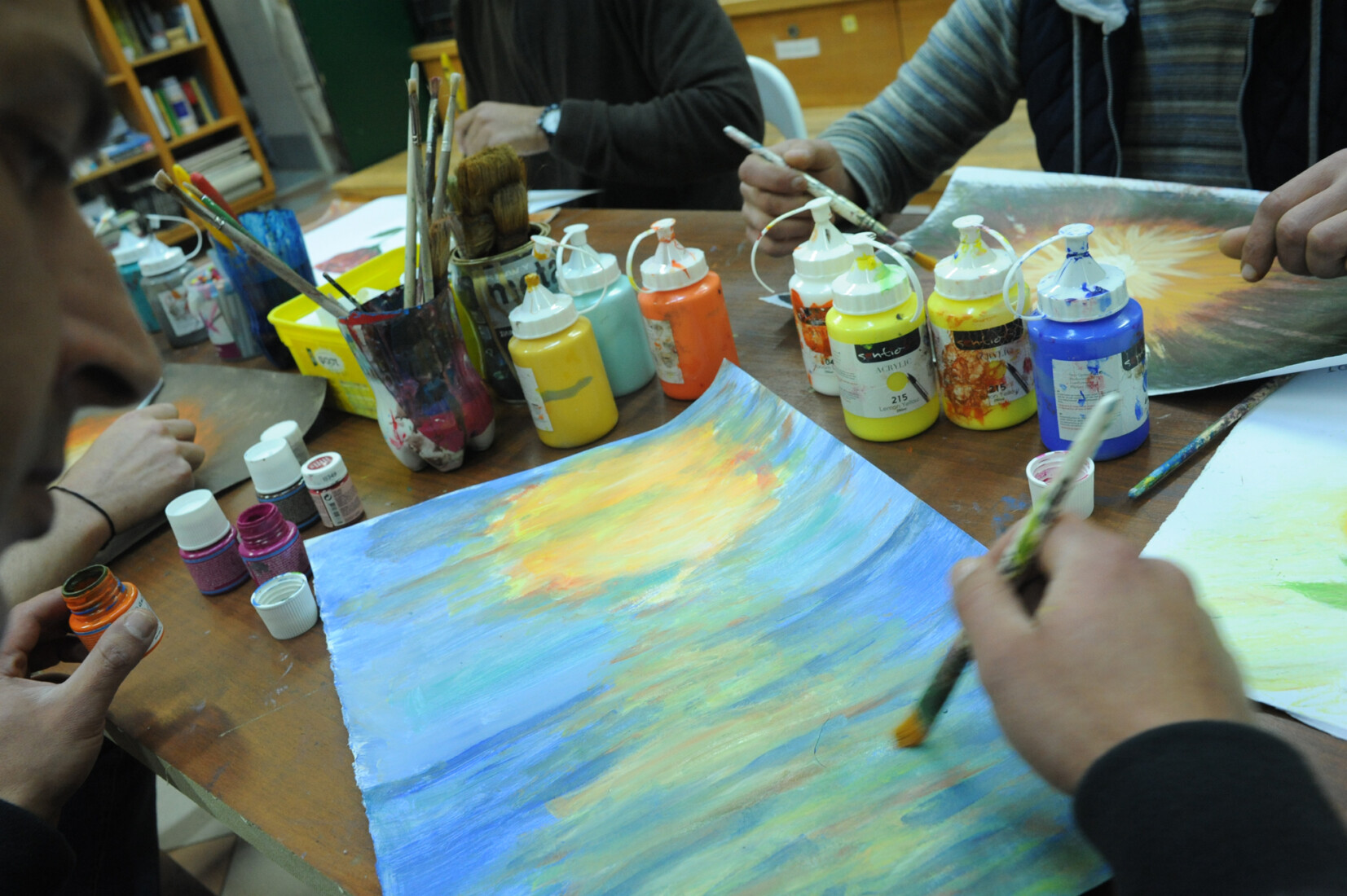 Painting in the community`s workshop