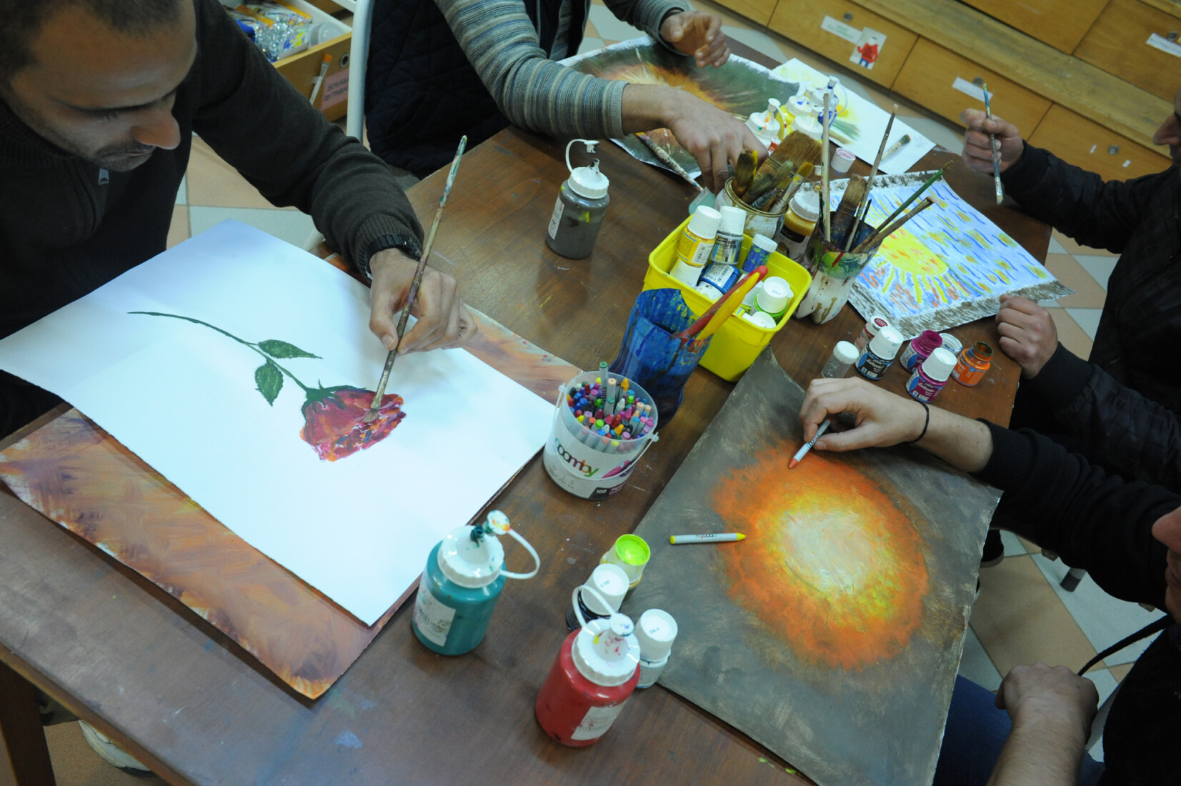 Painting in the community`s workshop