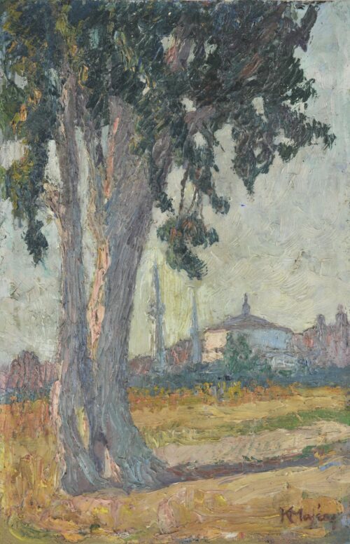 Landscape with a tree and mosque in depth - Maleas Konstantinos