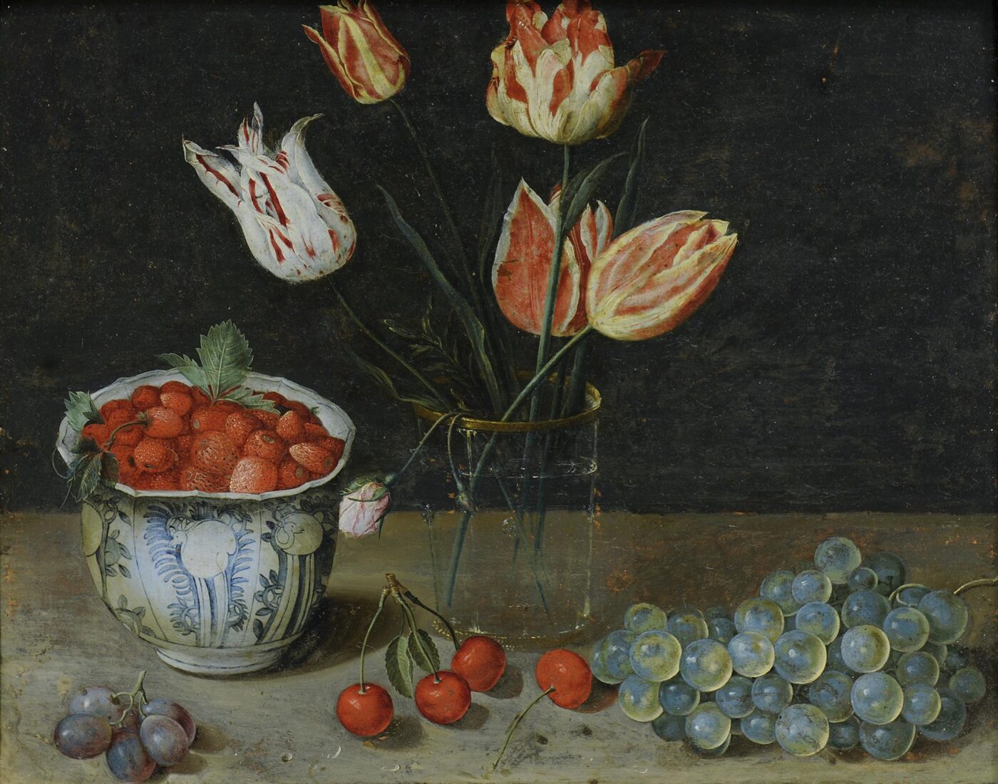Νεκρή φύση με τουλίπες, φράουλες, σταφύλια και κεράσια - Soreau Isaac