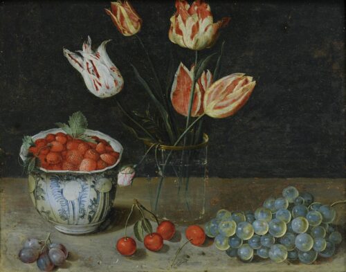 Νεκρή φύση με τουλίπες, φράουλες, σταφύλια και κεράσια - Soreau Isaac