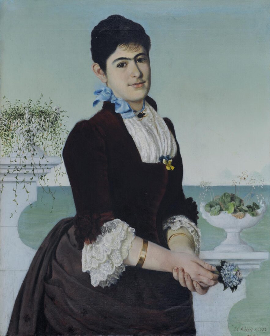 Lady Holding a Small Bouquet