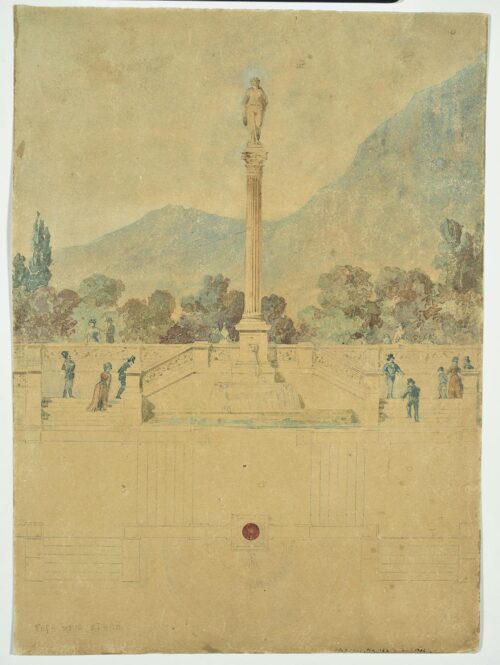 Project for the Landscaping of Lycabettus Hill. Well Springing from a Stele (Not Implemented) - Ziller Ernst