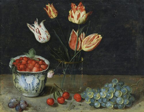 Still Life with Tulips, Strawberries, Grapes and Cherries - Soreau Isaac