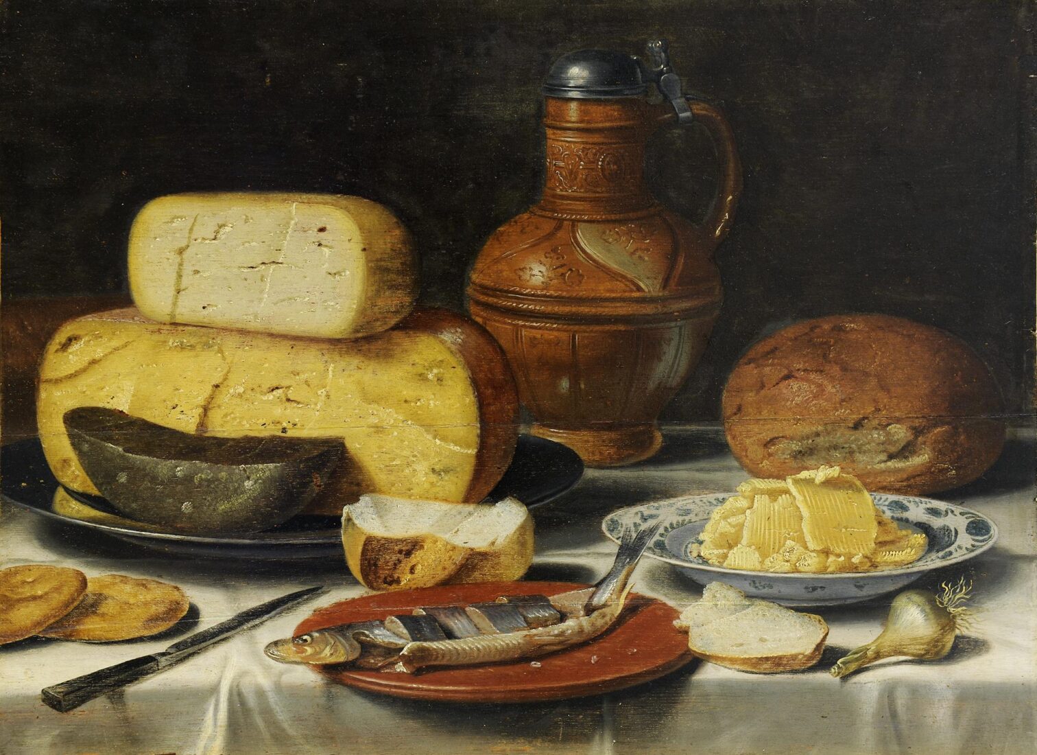 Still Life with Cheese, Herring, Bread and Wine - Schooten Floris Gerritsz. van