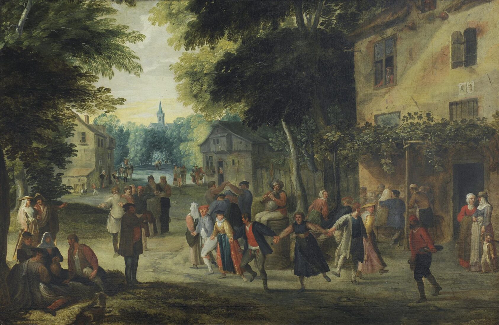 Landscape with Dancing Peasants - Brueghel Jan II, attributed to an imitator