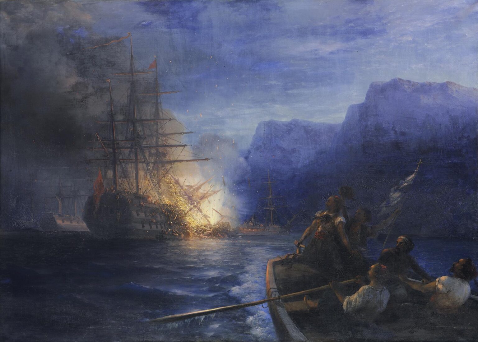 Η πυρπόληση της τουρκικής ναυαρχίδας από τον Κανάρη - Aivasowsky Ivan