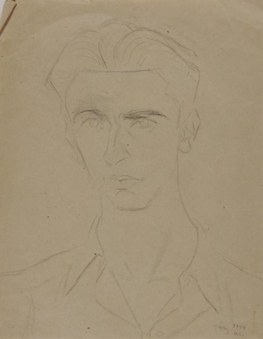 a. Portrait of Yannis Migadis  b. Self-portrait - Tetsis Panayiotis